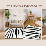 Ultra Soft Area Rug, Non Slip, Stain Resistant, Washable Area Rugs for Living Room, Bedroom, Vibrant Abstract Animal Print Inspiration(Black)
