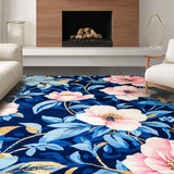 Ultra Soft Area Rug, Non Slip, Stain Resistant, Washable Area Rugs for Living Room, Bedroom, Elegant Blue Trellis Arrangement(Blue)