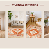 Ultra Soft Area Rug, Non Slip, Stain Resistant, Washable Area Rugs for Living Room, Bedroom, Classic Striped Rustic Charm(Orange)