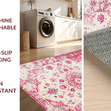 Ultra Soft Area Rug, Non Slip, Stain Resistant, Washable Area Rugs for Living Room, Bedroom, Sophisticated Floral Medallion Style(White)