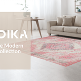 Ultra Soft Area Rug, Non Slip, Stain Resistant, Washable Area Rugs for Living Room, Bedroom, Trendy Striped Earthy Palette(Pink)