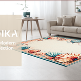 Ultra Soft Area Rug, Non Slip, Stain Resistant, Washable Area Rugs for Living Room, Bedroom, Playful Coastal Color Burst(Beige)
