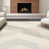 Ultra Soft Area Rug, Non Slip, Stain Resistant, Washable Area Rugs for Living Room, Bedroom, Contemporary Neutral Herringbone Pattern(Beige)
