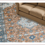 Ultra Soft Area Rug, Non Slip, Stain Resistant, Washable Area Rugs for Living Room, Bedroom, Muted Earthy Medallion Charm(Brown)