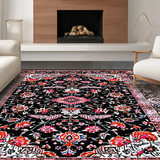 Vibrant Retro Botanical Print(Black)