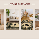 Ultra Soft Area Rug, Non Slip, Stain Resistant, Washable Area Rugs for Living Room, Bedroom, Classic Woodland Animal Motif(Beige)