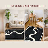 Ultra Soft Area Rug, Non Slip, Stain Resistant, Washable Area Rugs for Living Room, Bedroom, Rustic Black and White Animal Aesthetic(Black)