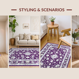 Ultra Soft Area Rug, Non Slip, Stain Resistant, Washable Area Rugs for Living Room, Bedroom, Elegant Purple Tiled Texture(Purple)