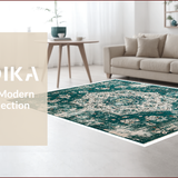 Ultra Soft Area Rug, Non Slip, Stain Resistant, Washable Area Rugs for Living Room, Bedroom, Boho Green Bedroom Rug for Minimalist Decor(Green)