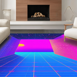Ultra Soft Area Rug, Non Slip, Stain Resistant, Washable Area Rugs for Living Room, Bedroom, Dynamic Colorful Linear Elements(Blue)