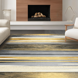 Ultra Soft Area Rug, Non Slip, Stain Resistant, Washable Area Rugs for Living Room, Bedroom, Artistic Textured Linear Design(Gold)