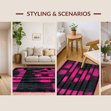 Ultra Soft Area Rug, Non Slip, Stain Resistant, Washable Area Rugs for Living Room, Bedroom, Sophisticated Artistic Ripple Motif(Pink)