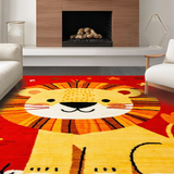 Ultra Soft Area Rug, Non Slip, Stain Resistant, Washable Area Rugs for Living Room, Bedroom, Whimsical Alphabetic Animal Motif(Red)