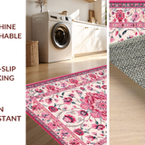 Ultra Soft Area Rug, Non Slip, Stain Resistant, Washable Area Rugs for Living Room, Bedroom, Modern Pastel Floral Fusion(White)