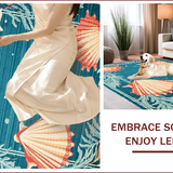Ultra Soft Area Rug, Non Slip, Stain Resistant, Washable Area Rugs for Living Room, Bedroom, Charming Nautical Coral Aesthetic(Blue)