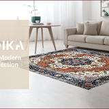 Ultra Soft Area Rug, Non Slip, Stain Resistant, Washable Area Rugs for Living Room, Bedroom, Rustic Vintage Floral Medallion(Blue)