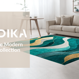 Ultra Soft Area Rug, Non Slip, Stain Resistant, Washable Area Rugs for Living Room, Bedroom, Sleek Luxe Ogee Inspired Design(Green)