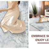 Ultra Soft Area Rug, Non Slip, Stain Resistant, Washable Area Rugs for Living Room, Bedroom, Serene Light Grey Organic Forms(Gray)