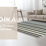 Ultra Soft Area Rug, Non Slip, Stain Resistant, Washable Area Rugs for Living Room, Bedroom, Farmhouse Laundry Room Mat, Black & White Striped Pattern, Flat-Weave Design(Black)