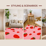 Ultra Soft Area Rug, Non Slip, Stain Resistant, Washable Area Rugs for Living Room, Bedroom, Playful Pastel Fruit Splash(Pink)