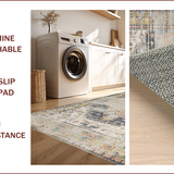 Ultra Soft Area Rug, Non Slip, Stain Resistant, Washable Area Rugs for Living Room, Bedroom, Rustic Neutral Geometric Design(Beige)