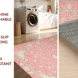 Ultra Soft Area Rug, Non Slip, Stain Resistant, Washable Area Rugs for Living Room, Bedroom, Modern Elegant Symmetrical Composition(Pink)