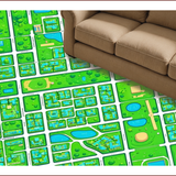 Ultra Soft Area Rug, Non Slip, Stain Resistant, Washable Area Rugs for Living Room, Bedroom, Interactive Green City Map Playroom Carpet(Green)