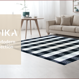 Ultra Soft Area Rug, Non Slip, Stain Resistant, Washable Area Rugs for Living Room, Bedroom, Modern Black White Checkered Living Room Plush Rug(Black)