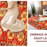 Ultra Soft Area Rug, Non Slip, Stain Resistant, Washable Area Rugs for Living Room, Bedroom, Chic Modern Floral Aesthetic(Red)