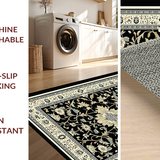 Ultra Soft Area Rug, Non Slip, Stain Resistant, Washable Area Rugs for Living Room, Bedroom, Chic Black Floral Elegance(Black)