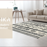 Ultra Soft Area Rug, Non Slip, Stain Resistant, Washable Area Rugs for Living Room, Bedroom, Elegant Geometric Monochrome Design(Black)