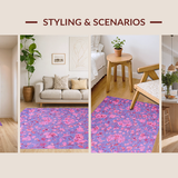 Ultra Soft Area Rug, Non Slip, Stain Resistant, Washable Area Rugs for Living Room, Bedroom, Chic Modern Flower Motif(Purple)