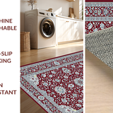 Ultra Soft Area Rug, Non Slip, Stain Resistant, Washable Area Rugs for Living Room, Bedroom, Cozy Lattice Floral Accents(Red)