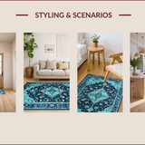 Ultra Soft Area Rug, Non Slip, Stain Resistant, Washable Area Rugs for Living Room, Bedroom, Rustic Teal and Navy Lattice(Blue)