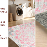 Ultra Soft Area Rug, Non Slip, Stain Resistant, Washable Area Rugs for Living Room, Bedroom, Transitional Elegant Floral Fusion(Pink)