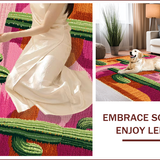 Ultra Soft Area Rug, Non Slip, Stain Resistant, Washable Area Rugs for Living Room, Bedroom, Western Pink Cactus Bathroom Absorbent Boot Rug(Green)
