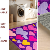 Ultra Soft Area Rug, Non Slip, Stain Resistant, Washable Area Rugs for Living Room, Bedroom, Joyful Heartfelt Decorative Accent(Purple)