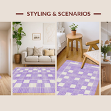 Ultra Soft Area Rug, Non Slip, Stain Resistant, Washable Area Rugs for Living Room, Bedroom, Vibrant Cozy Tiled Design Element(Purple)