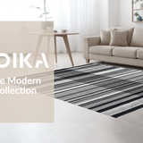 Ultra Soft Area Rug, Non Slip, Stain Resistant, Washable Area Rugs for Living Room, Bedroom, Classic Monochrome Striped Flat Weave Rug with Reversible Farmhouse Design(Black)