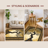 Ultra Soft Area Rug, Non Slip, Stain Resistant, Washable Area Rugs for Living Room, Bedroom, Celtic Inspired Natural Tones(Gold)