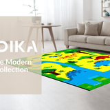 Ultra Soft Area Rug, Non Slip, Stain Resistant, Washable Area Rugs for Living Room, Bedroom, Colorful Volcano Road Map Design(Yellow)