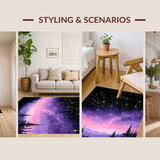 Ultra Soft Area Rug, Non Slip, Stain Resistant, Washable Area Rugs for Living Room, Bedroom, Charming Planetary Pattern Play(Purple)
