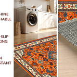 Ultra Soft Area Rug, Non Slip, Stain Resistant, Washable Area Rugs for Living Room, Bedroom, Modern Warm Tones Artful Layout(Orange)