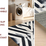 Ultra Soft Area Rug, Non Slip, Stain Resistant, Washable Area Rugs for Living Room, Bedroom, Chic Striped Rug for Front Door and Patio(Black)