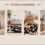 Ultra Soft Area Rug, Non Slip, Stain Resistant, Washable Area Rugs for Living Room, Bedroom, Vibrant Multi-Color Soundwave Aesthetic(Black)