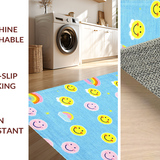 Ultra Soft Area Rug, Non Slip, Stain Resistant, Washable Area Rugs for Living Room, Bedroom, Enchanting Soft-Toned Fun Elements(Blue)