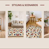 Ultra Soft Area Rug, Non Slip, Stain Resistant, Washable Area Rugs for Living Room, Bedroom, Folk Art Floral Living Room Vintage Area Rug(White)