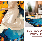 Ultra Soft Area Rug, Non Slip, Stain Resistant, Washable Area Rugs for Living Room, Bedroom, Colorful Yin Yang Bedroom Non-Slip Floor Mat(Black)