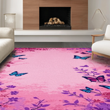 Ultra Soft Area Rug, Non Slip, Stain Resistant, Washable Area Rugs for Living Room, Bedroom, Soft Pastel Butterfly Bliss(Pink)