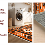 Ultra Soft Area Rug, Non Slip, Stain Resistant, Washable Area Rugs for Living Room, Bedroom, Boho Aztec Distressed(Orange)